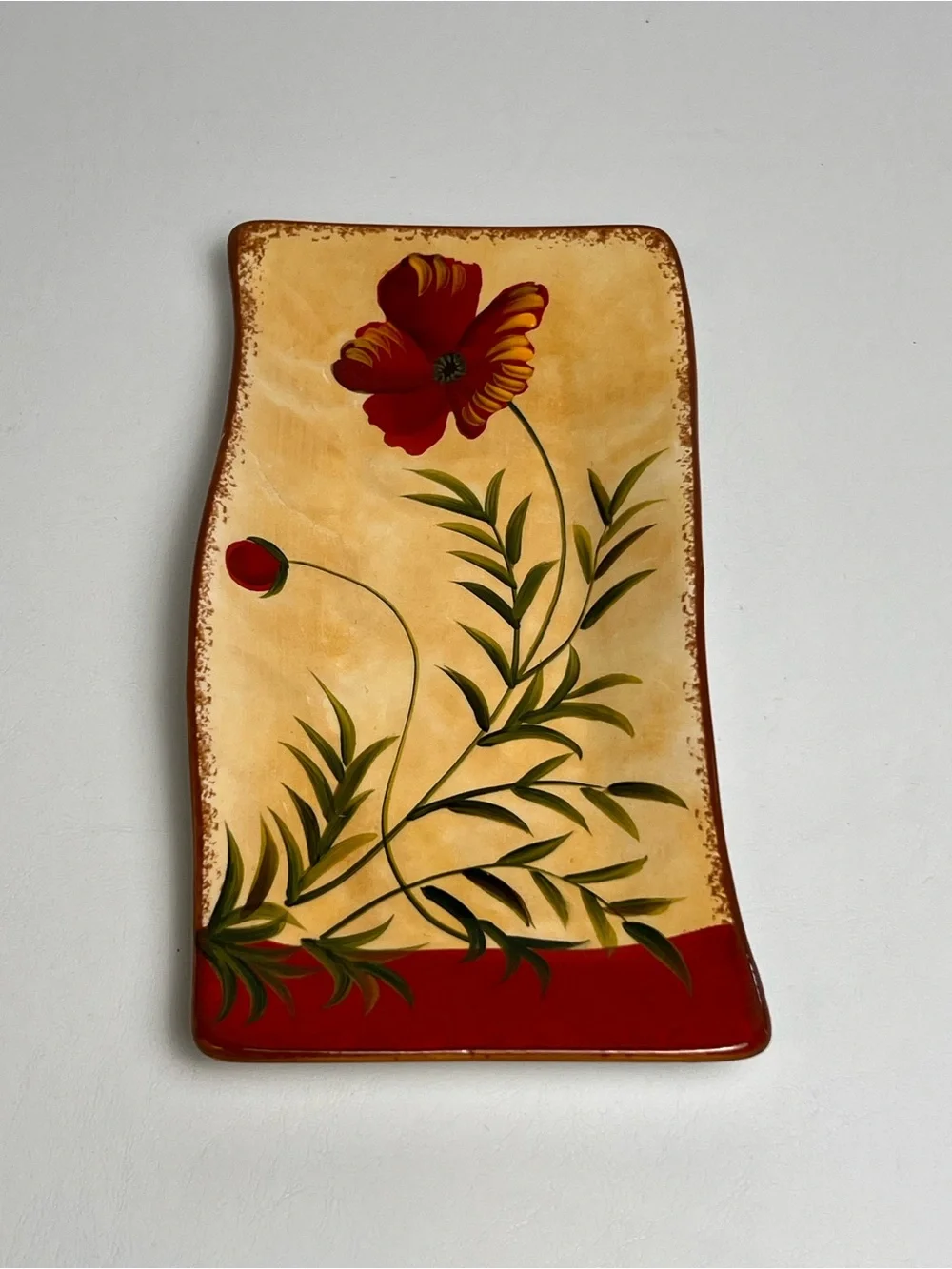 Pier 1 Poppies Earthenware Relish Side Serving Dish Kitchen Spoon Rest